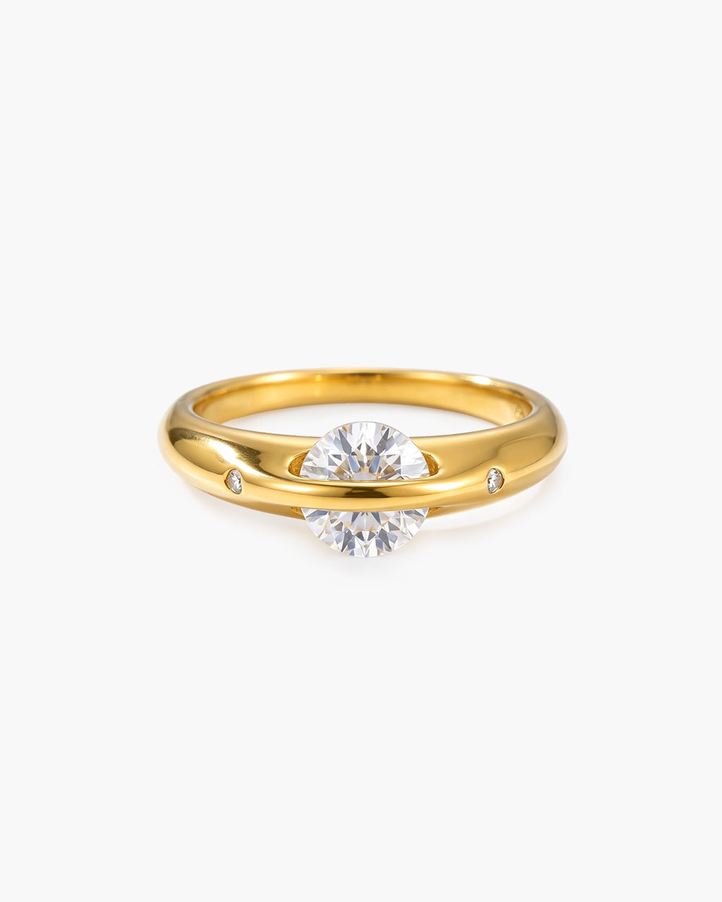 Floating Simulated Diamond Orbit Waterproof Gold Ring