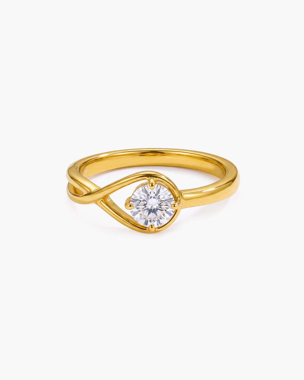 Floating Solitaire Infinity Band Waterproof Gold Ring
