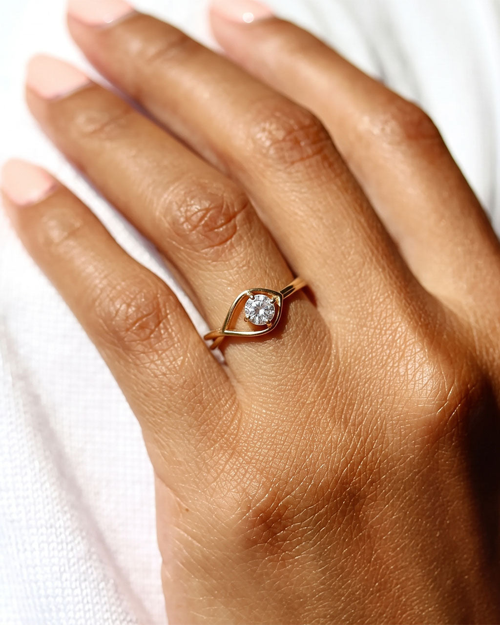Floating Solitaire Infinity Band Waterproof Gold Ring