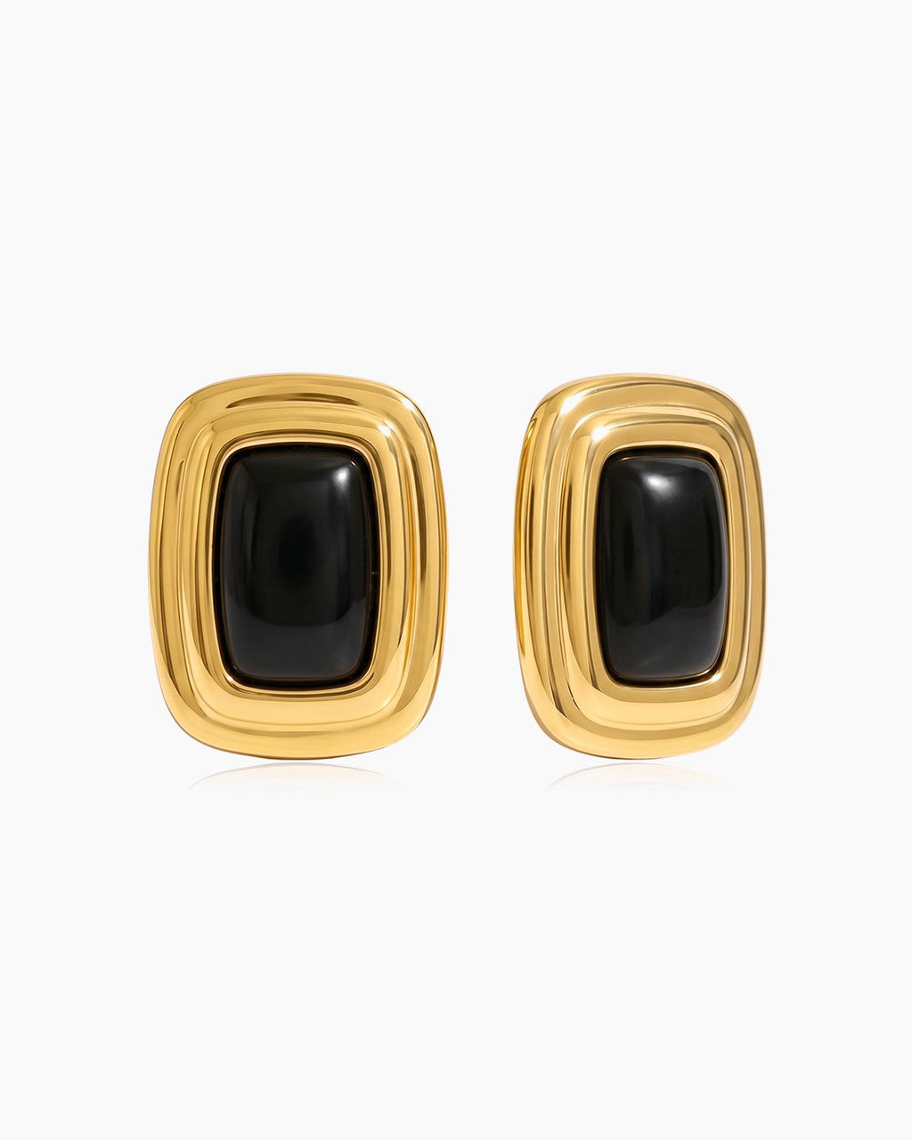 Framed Enamel Statement Stud Waterproof Gold Earrings