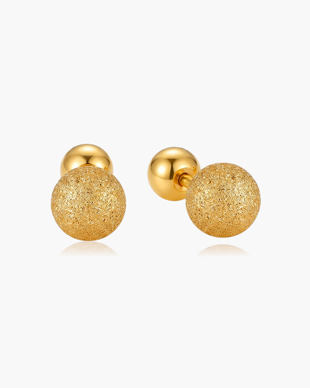 Frosted Mini Ball Piercing Waterproof Gold Earrings