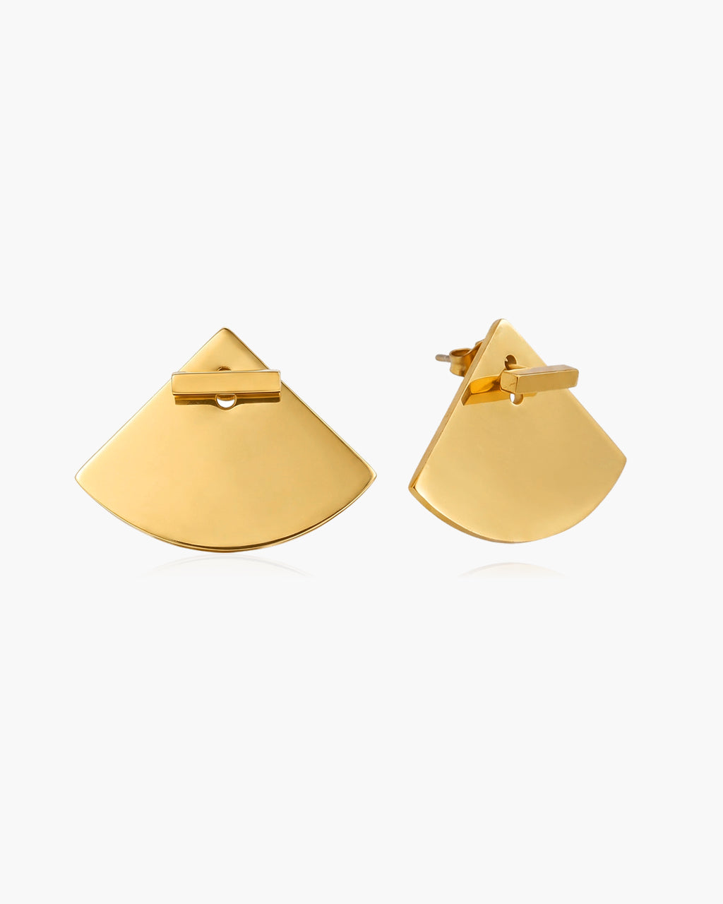 Geometric Fan Ear Jacket Waterproof Gold Earrings