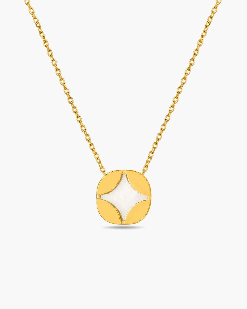 Geometric Mother of Pearl Waterproof Gold Necklace
