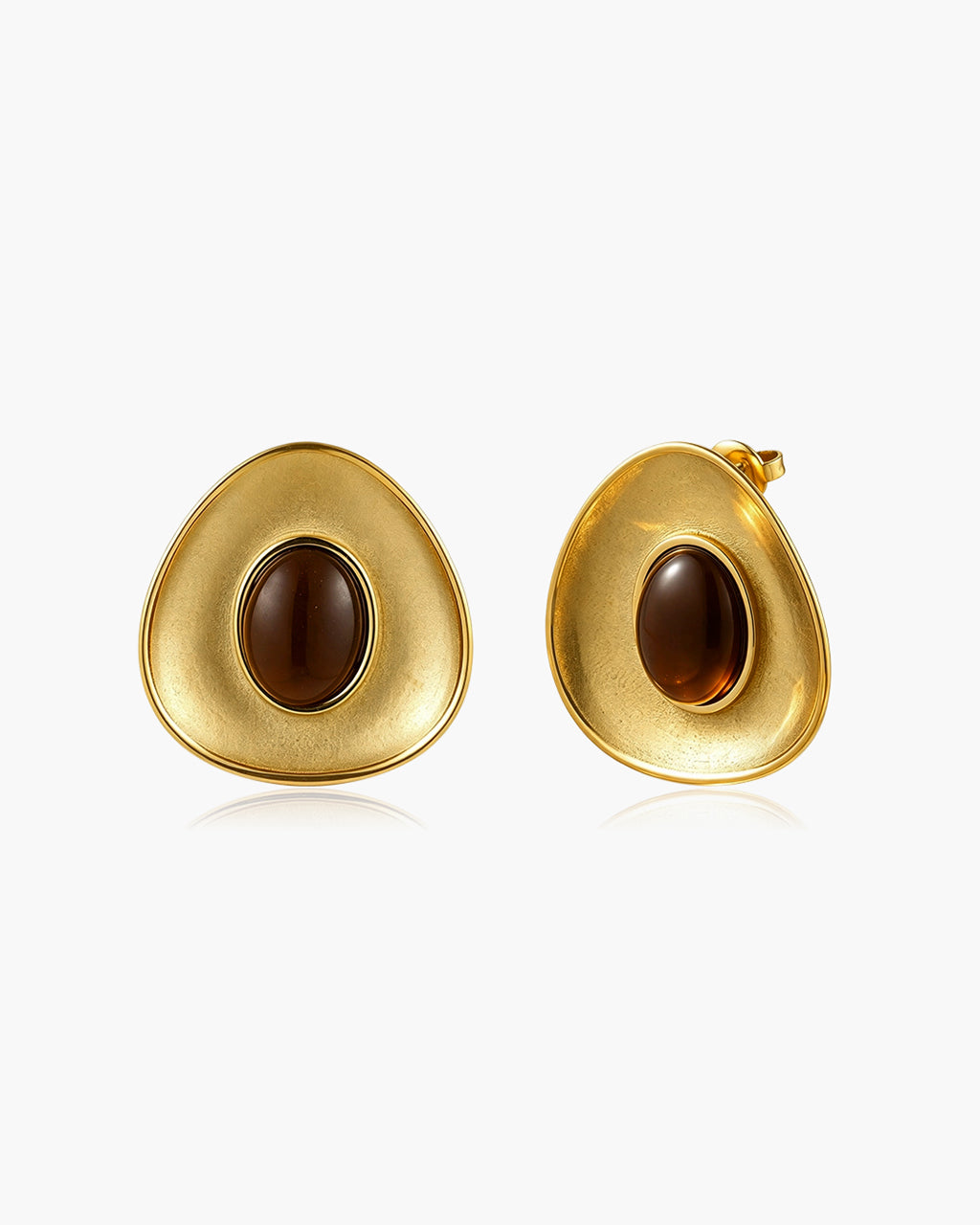 Geometric Resin Chunky Stud Waterproof Gold Earrings