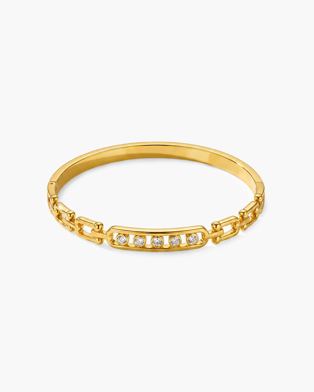 Geometric Simulated Diamond Waterproof Gold Bangle