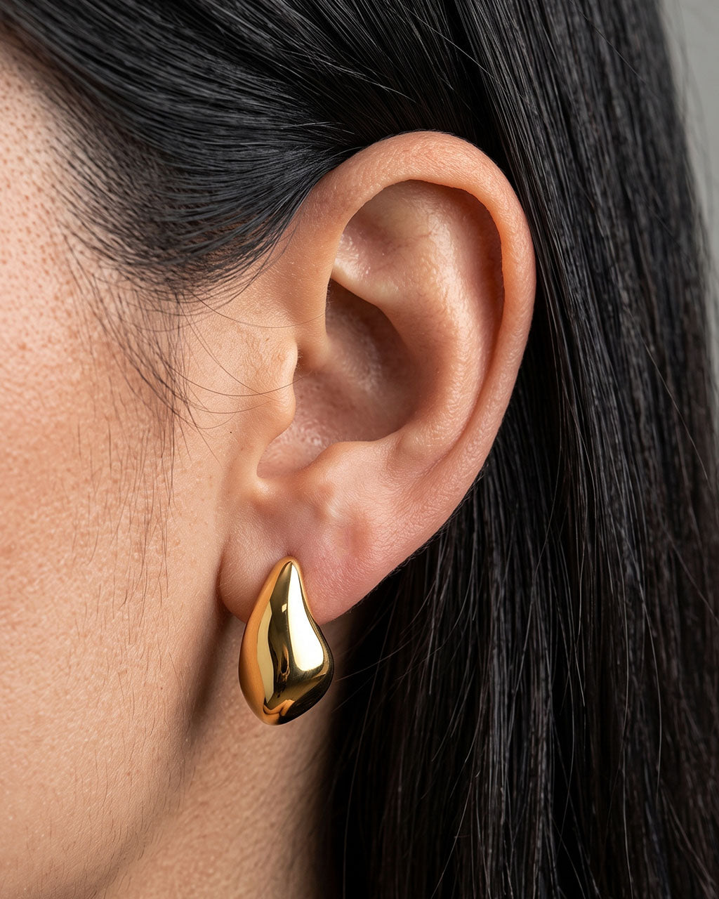 Geometric Teardrop Stud Waterproof Gold Earrings