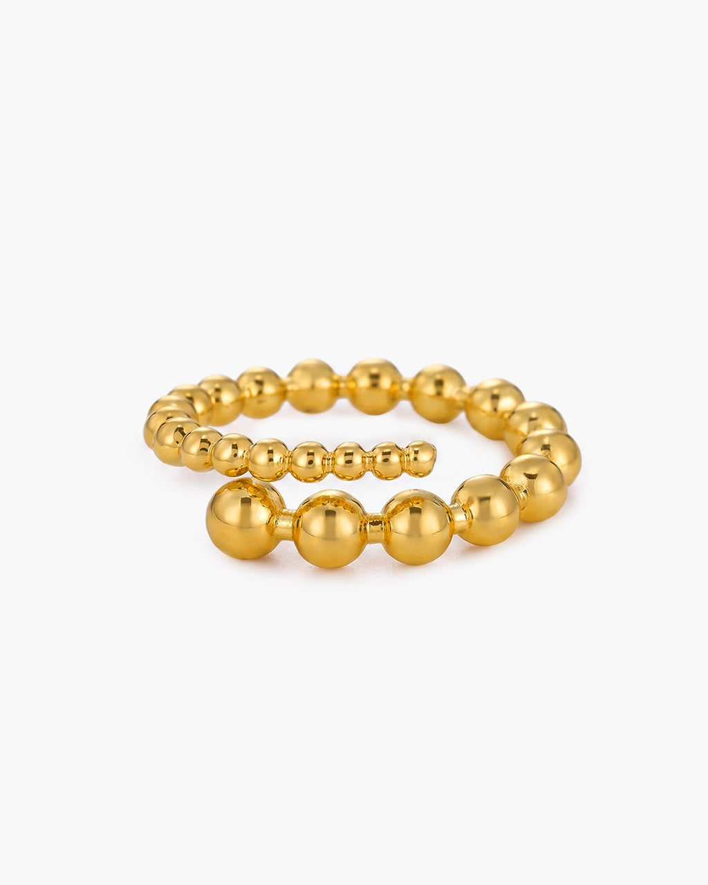 Graduated Beaded Spiral Open Waterproof Gold Ring