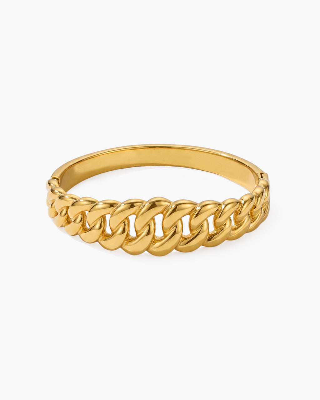 Graduated Chunky Curb Link Waterproof Gold Bangle