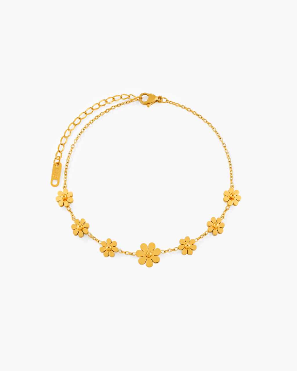 Graduated Daisy Flower Garland Waterproof Gold Anklet