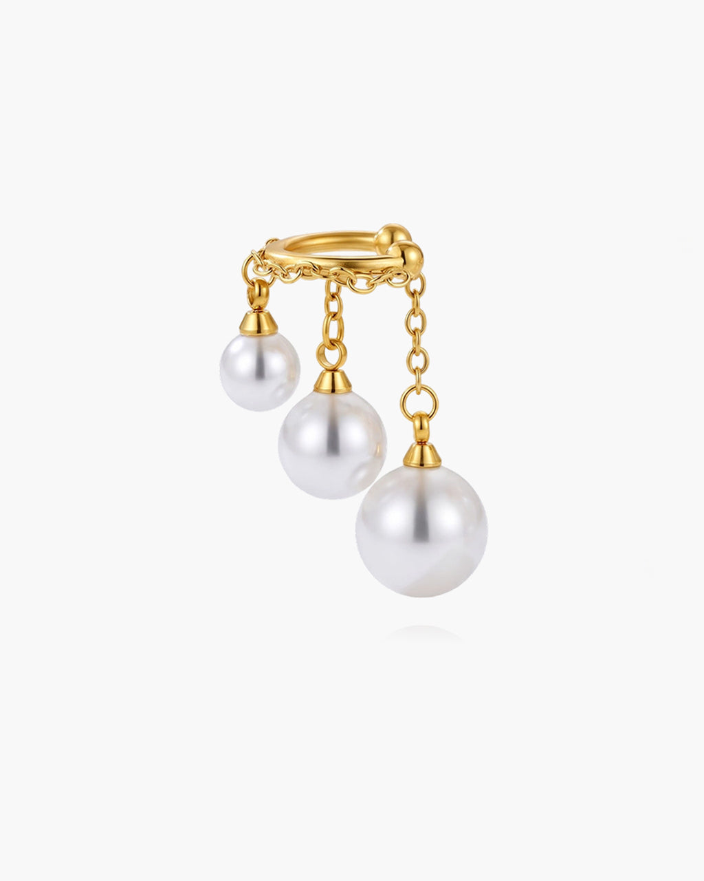 Graduated Pearl Fringe Cuff Waterproof Gold Earring