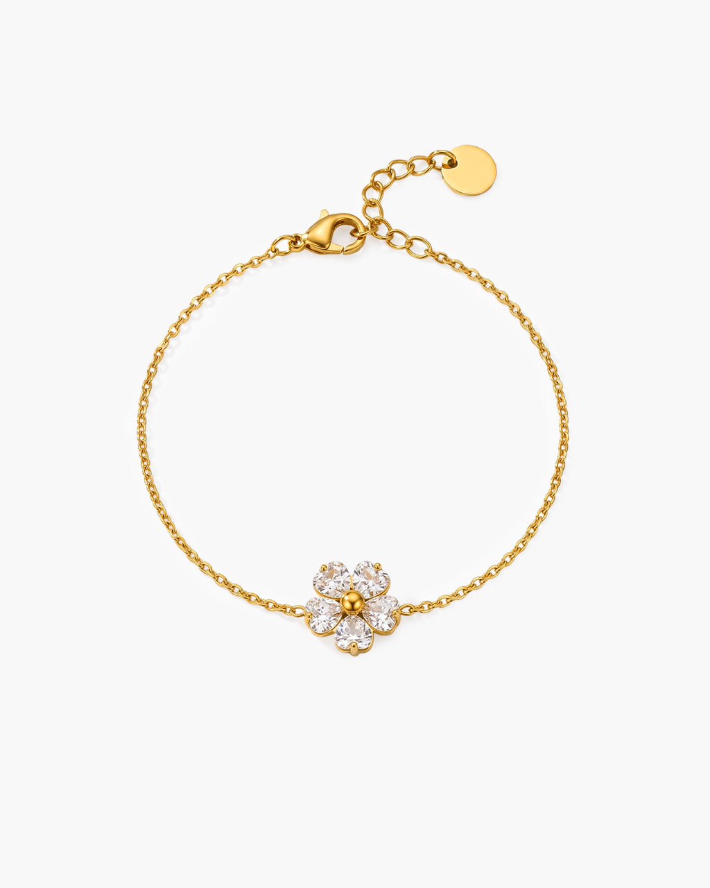Heart Cut Stone Flower Waterproof Gold Bracelet