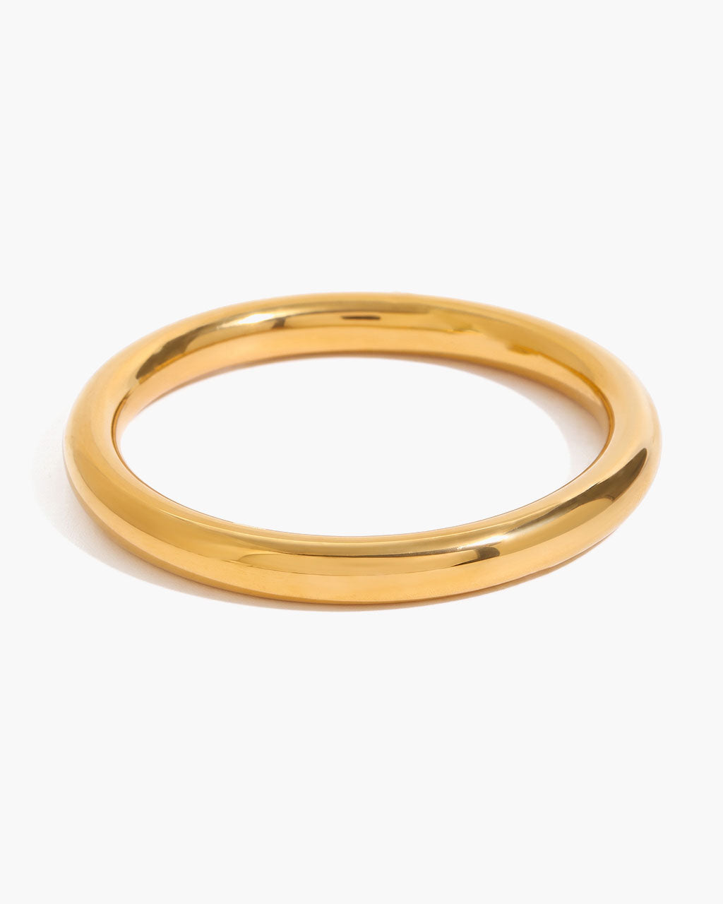 High Shine Chunky Tube Waterproof Gold Bangle