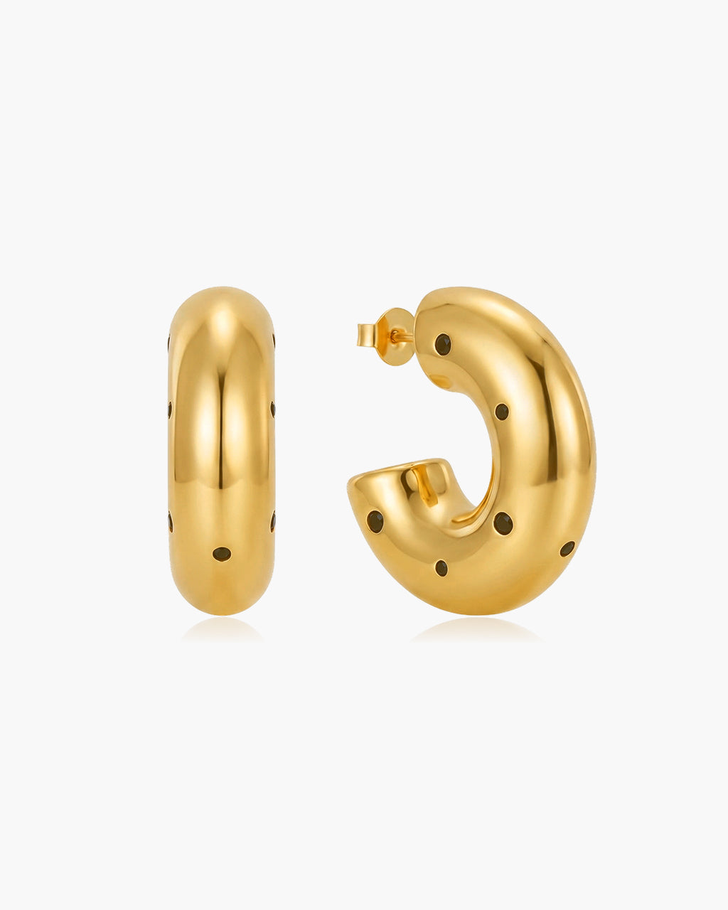 Hollow Pierced Open C Hoop Waterproof Gold Earrings