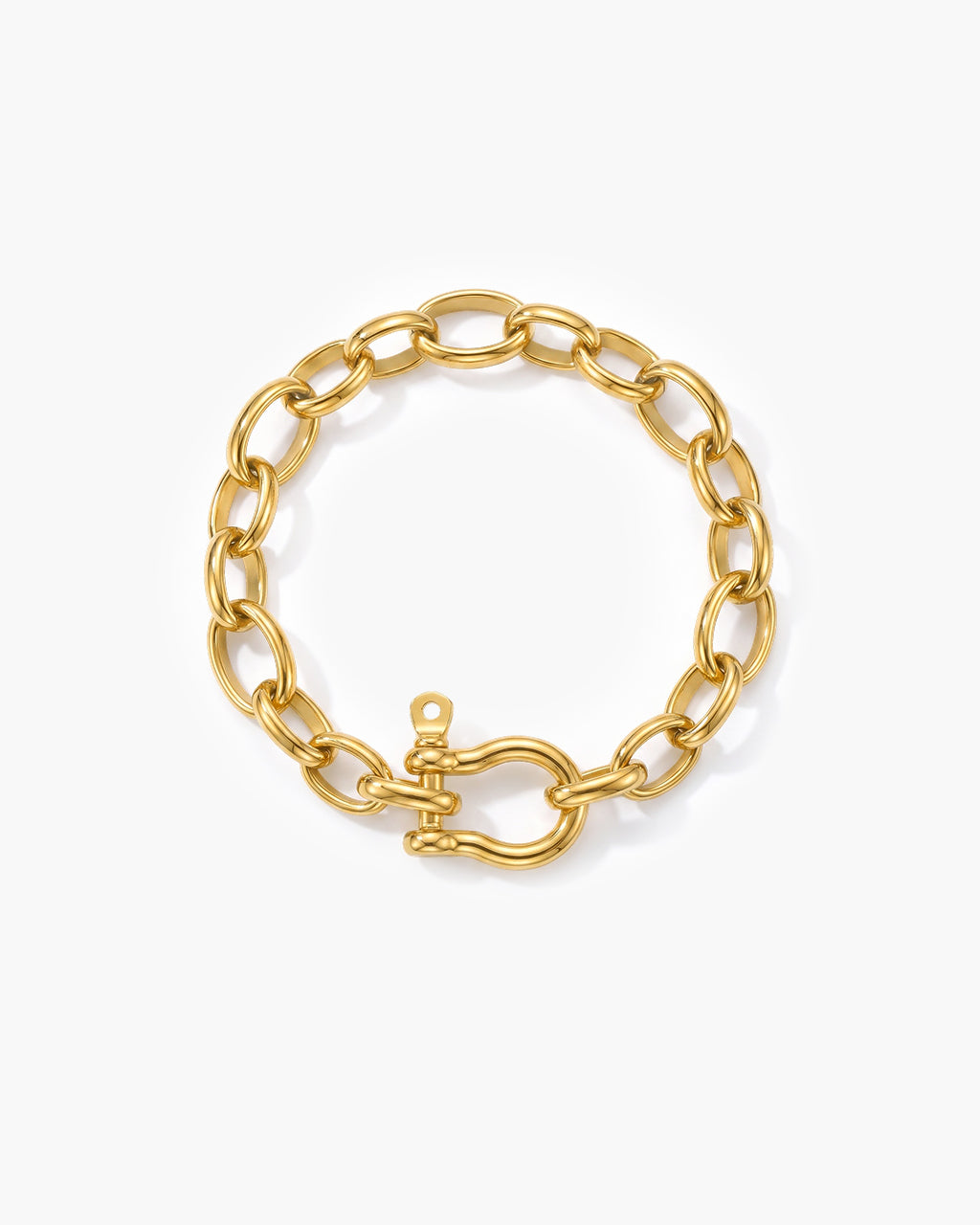 Horseshoe Clasp Rolo Chain Waterproof Gold Bracelet