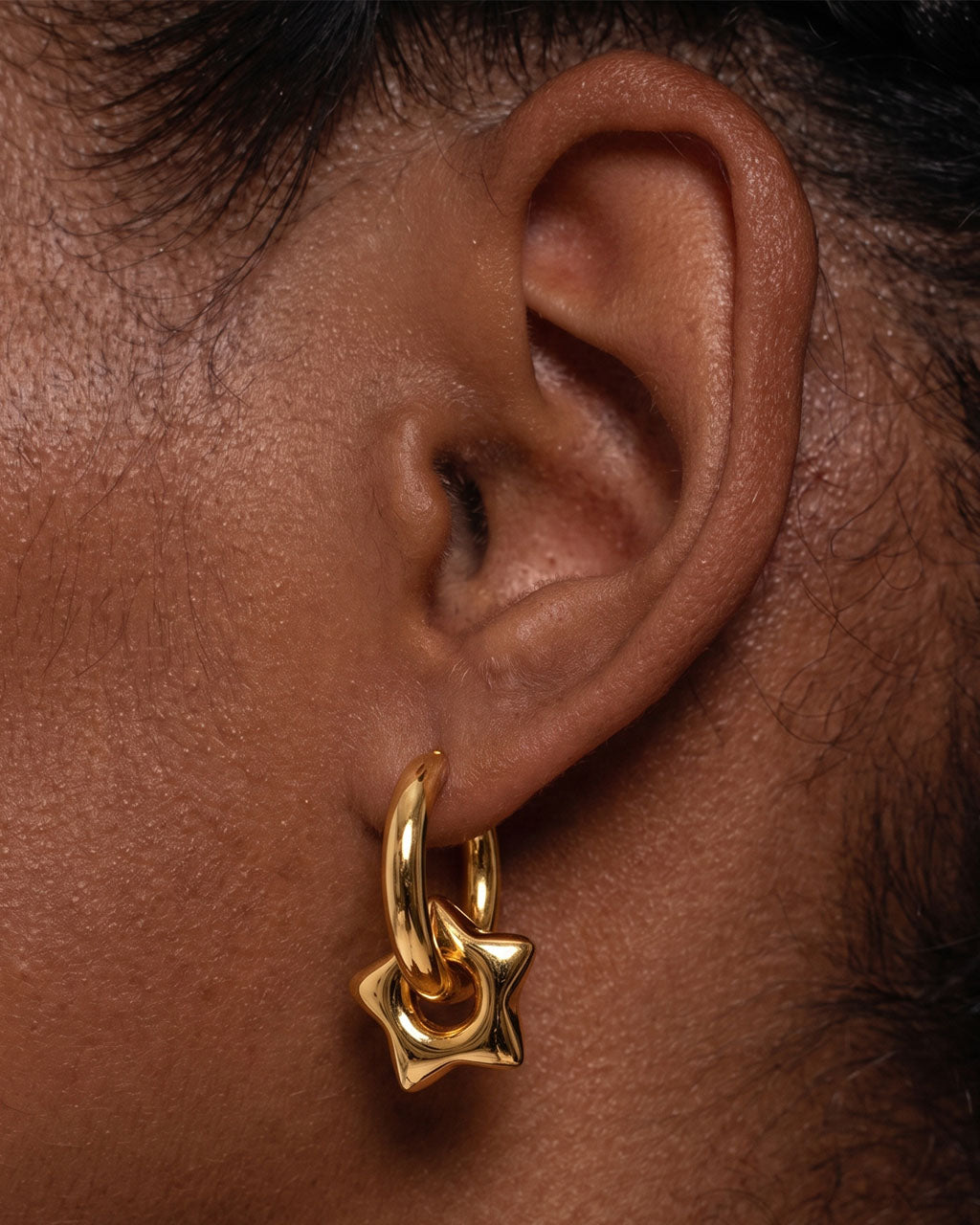 Iconic Charm Drop Huggie Hoop Waterproof Gold Earrings