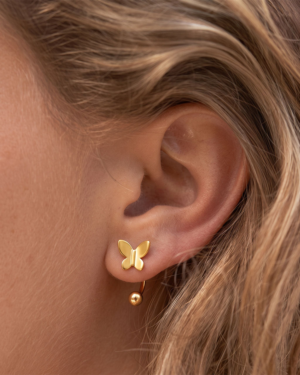 Iconic Charm U Hoop Ear Jacket Waterproof Gold Earrings