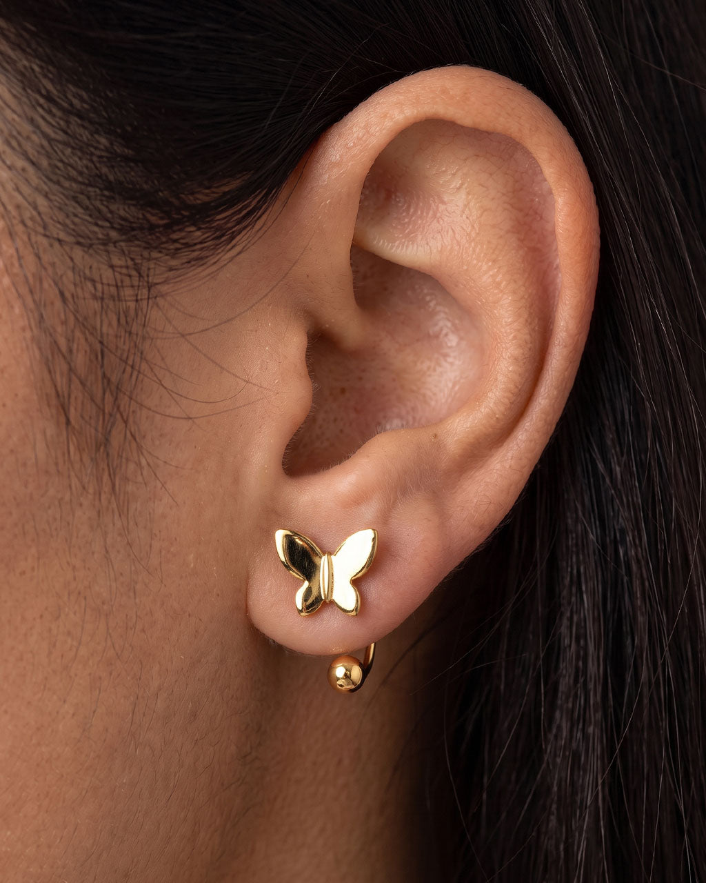 Iconic Charm U Hoop Ear Jacket Waterproof Gold Earrings