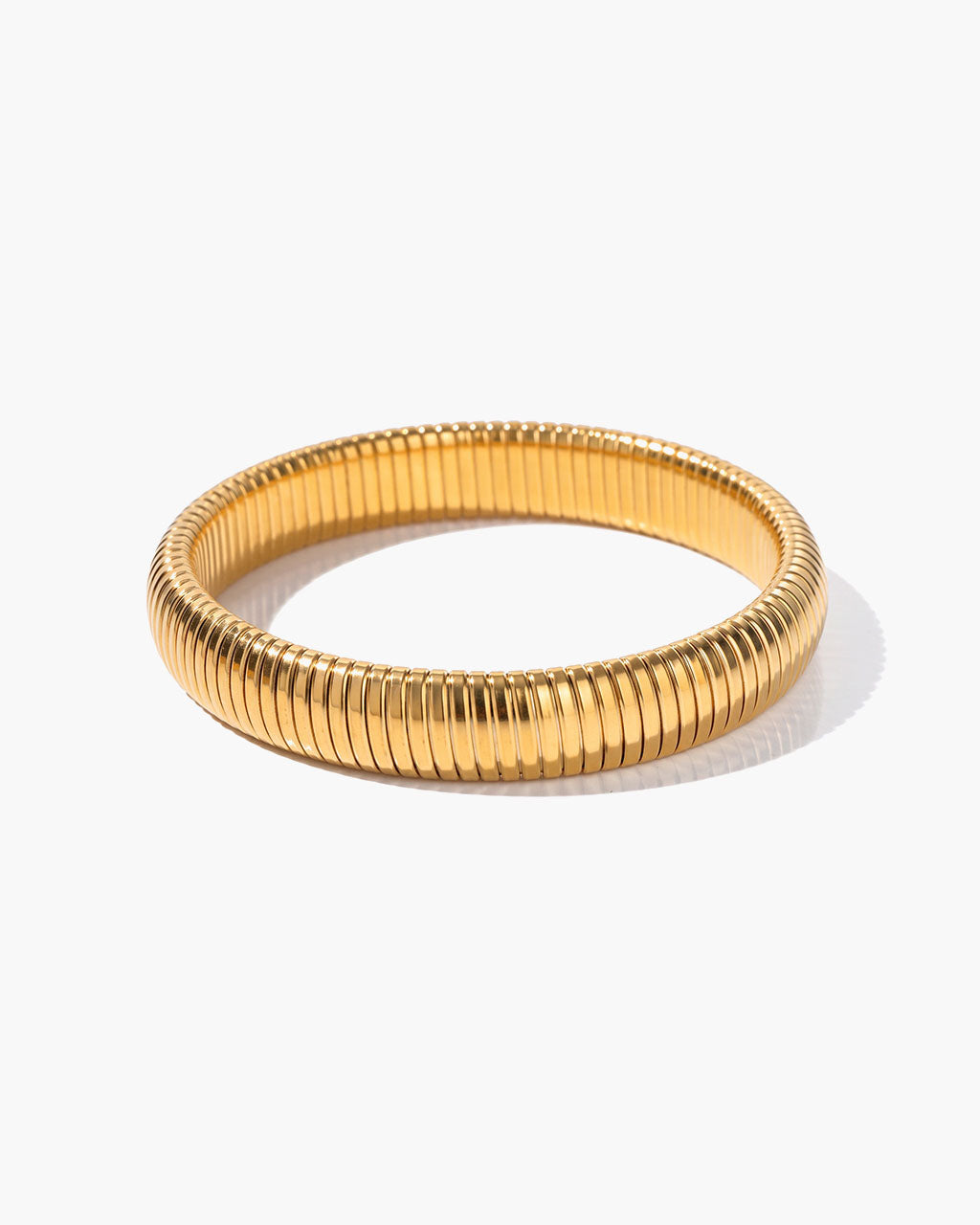Iconic Chunky Herringbone Tube Waterproof Gold Bangle