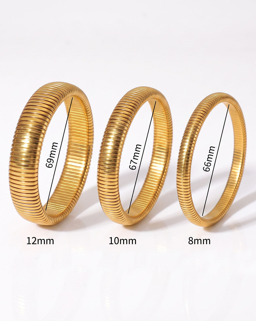Iconic Chunky Herringbone Tube Waterproof Gold Bangle