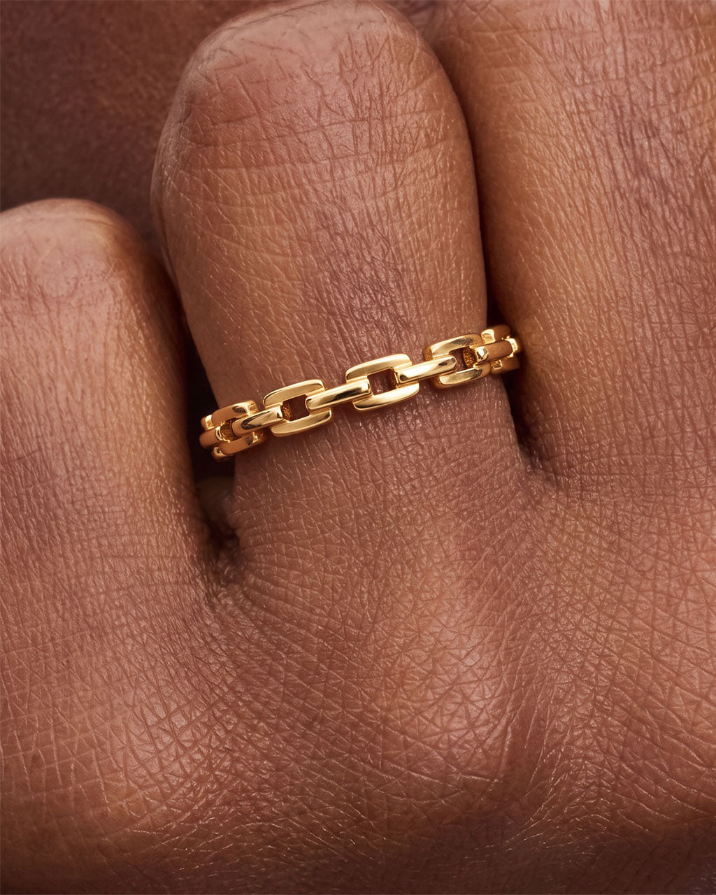Iconic Dainty Chain Link Band Waterproof Gold Ring
