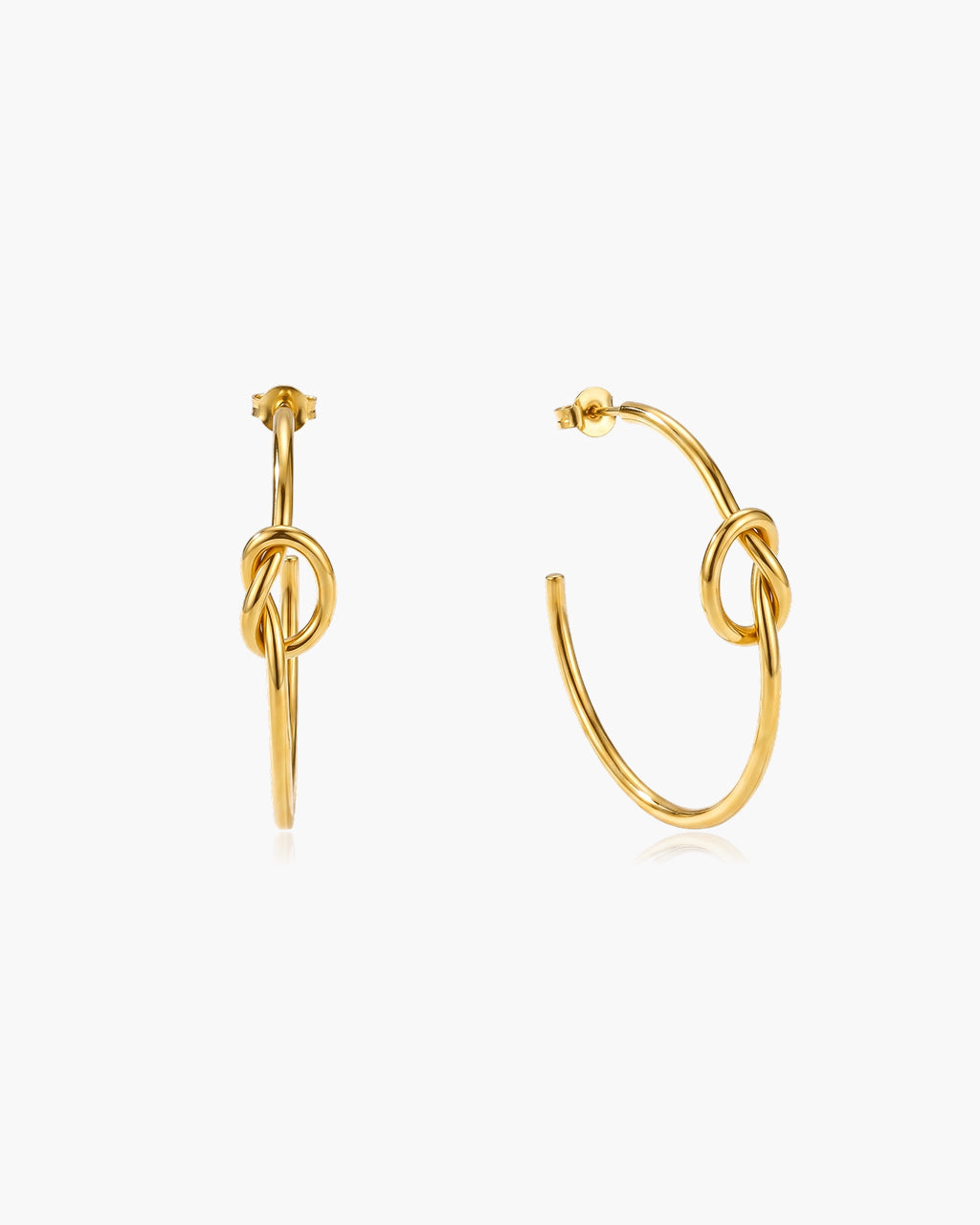 Iconic Knot Chunky Open C Hoop Waterproof Gold Earrings