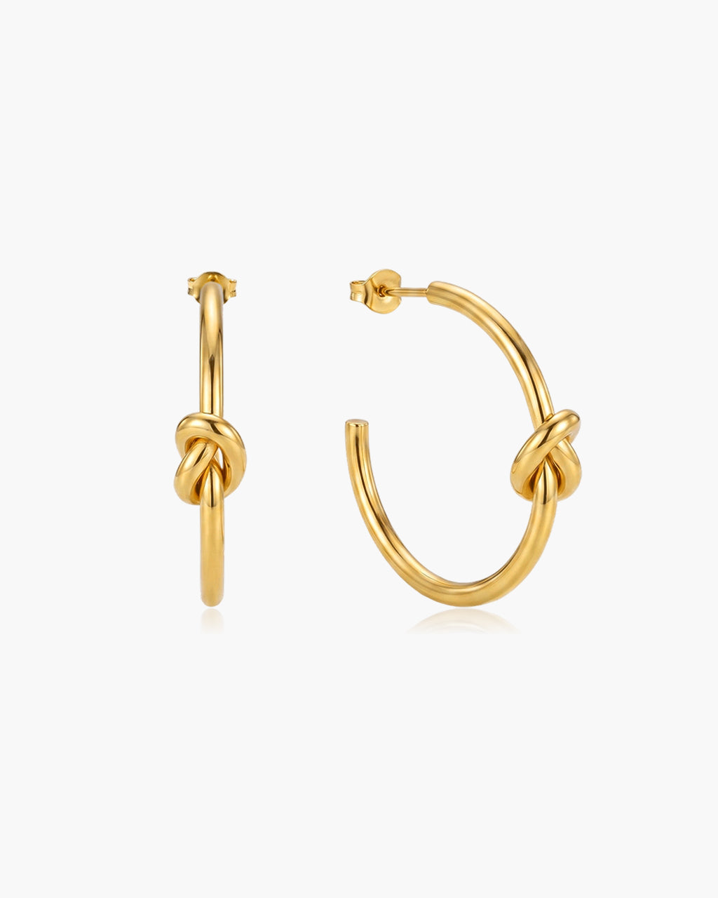 Iconic Knot Chunky Open C Hoop Waterproof Gold Earrings