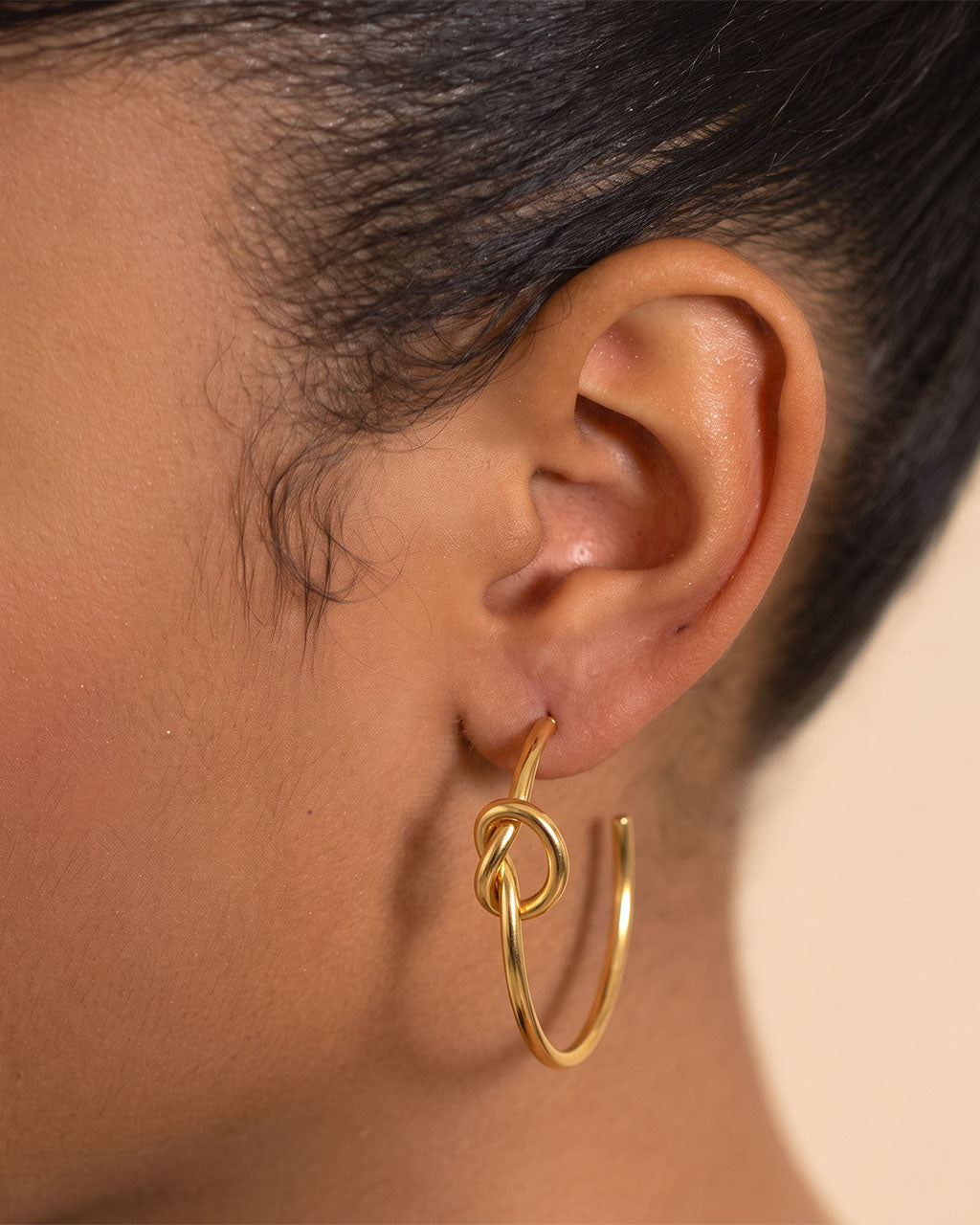 Iconic Knot Chunky Open C Hoop Waterproof Gold Earrings