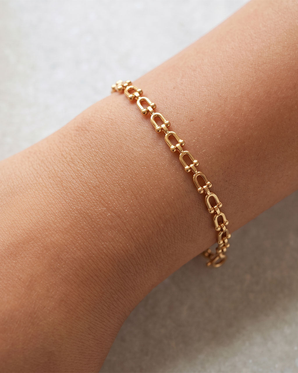 Iconic Lucky Horseshoe Link Waterproof Gold Bracelet