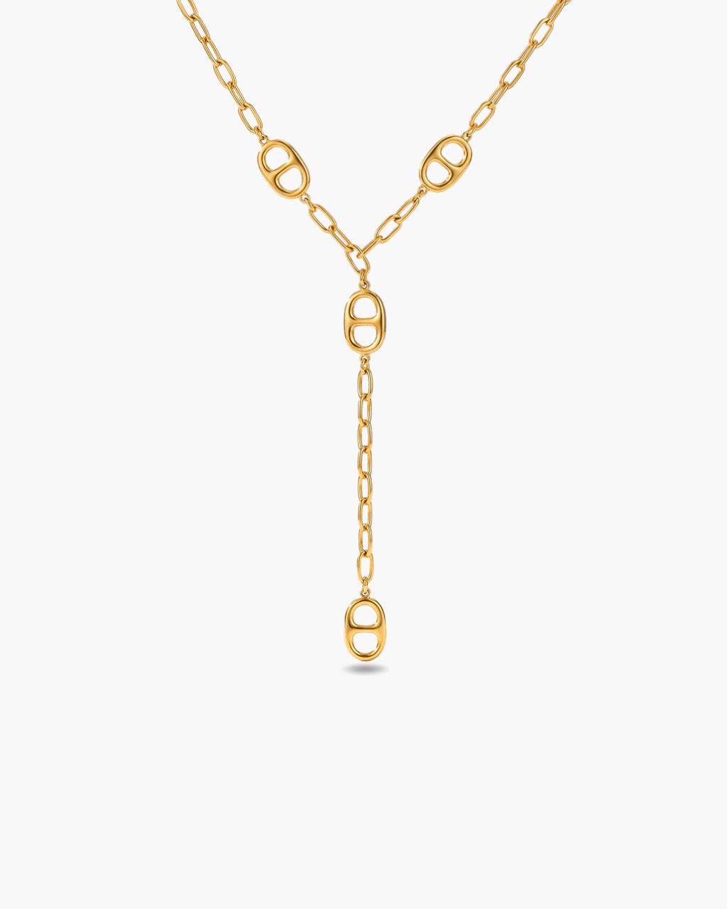 Iconic Mariner Link Drop Y Waterproof Gold Necklace