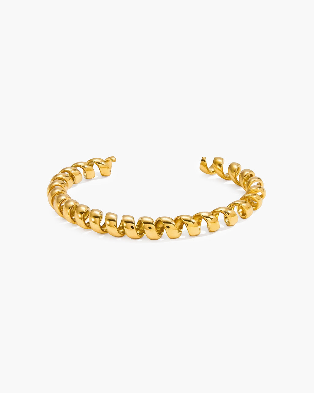 Iconic Twisted Ribbon Cuff Waterproof Gold Bangle