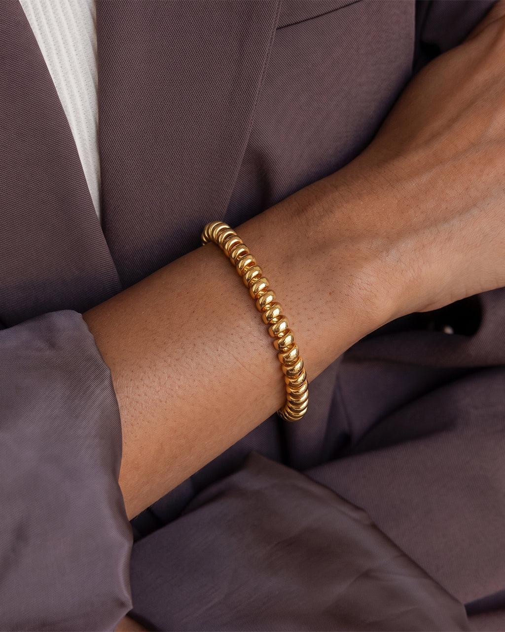 Iconic Twisted Ribbon Cuff Waterproof Gold Bangle