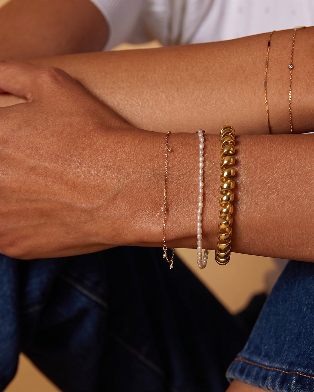 Iconic Twisted Ribbon Cuff Waterproof Gold Bangle