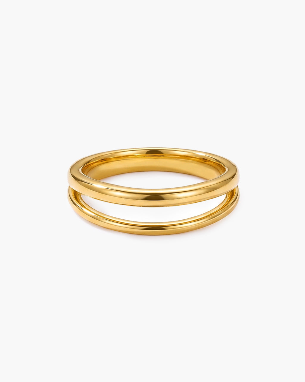 Illusion Half Wire Double Band Waterproof Gold Ring