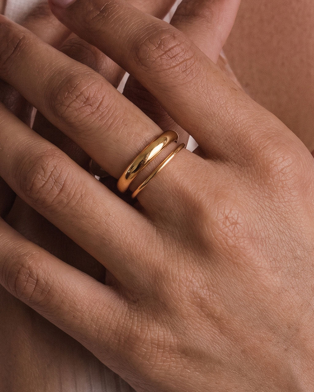 Illusion Half Wire Double Band Waterproof Gold Ring