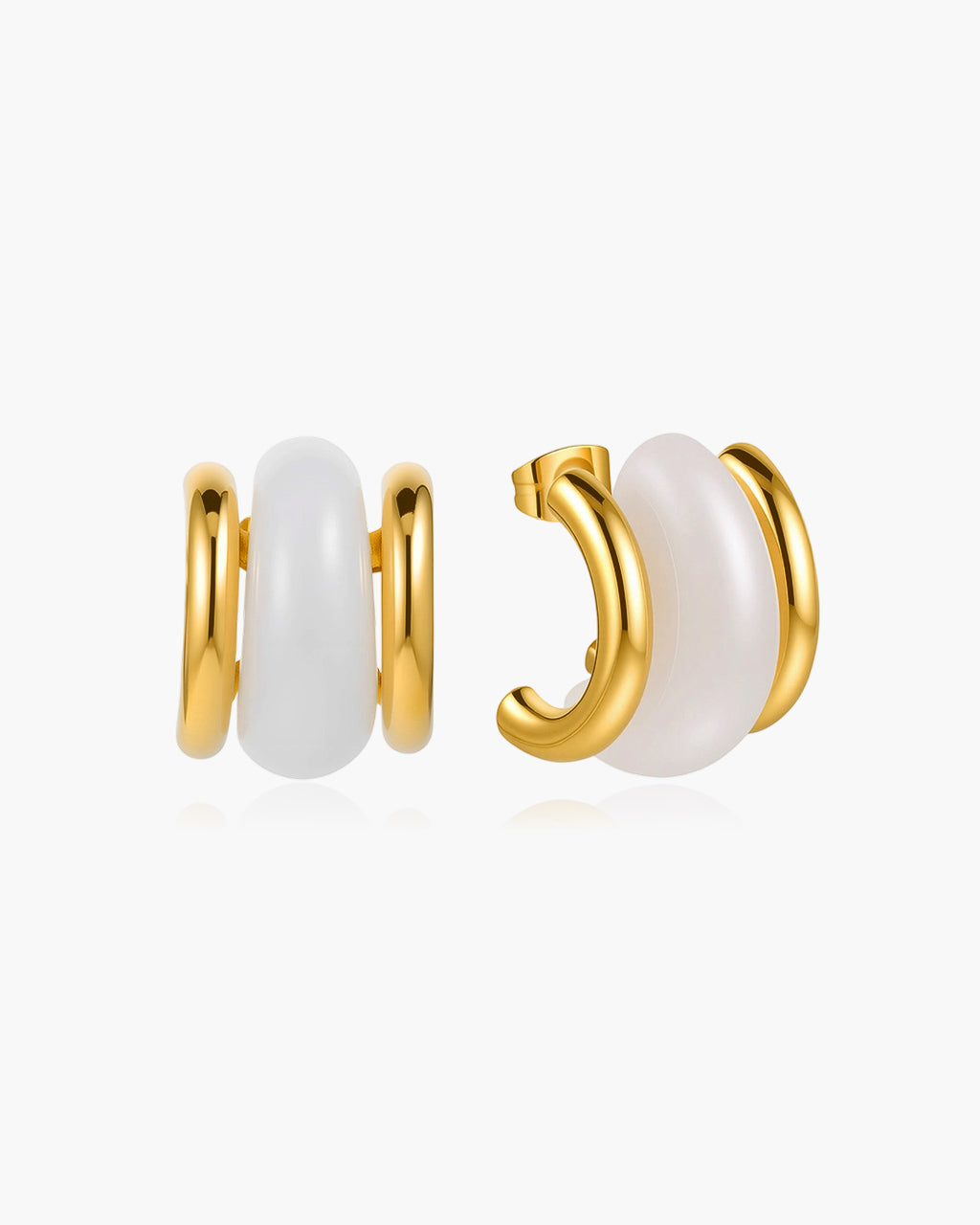Illusion Resin Open C Hoop Waterproof Gold Earrings