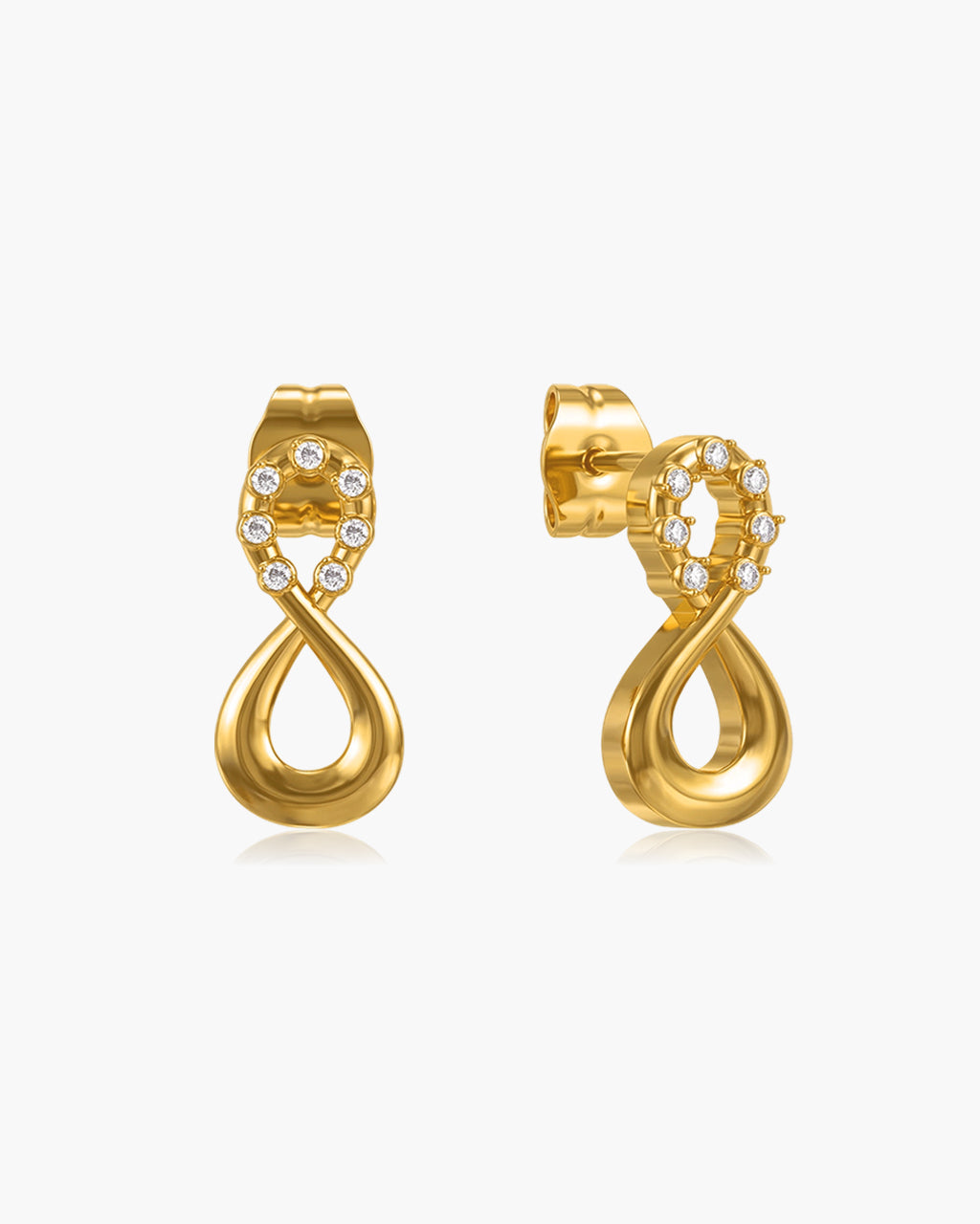 Infinity Simulated Diamond Waterproof Gold Earrings