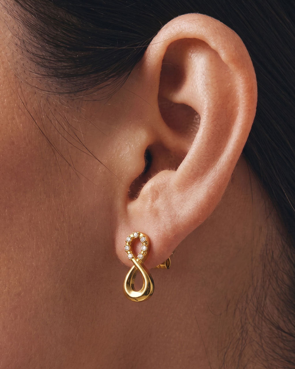 Infinity Simulated Diamond Waterproof Gold Earrings