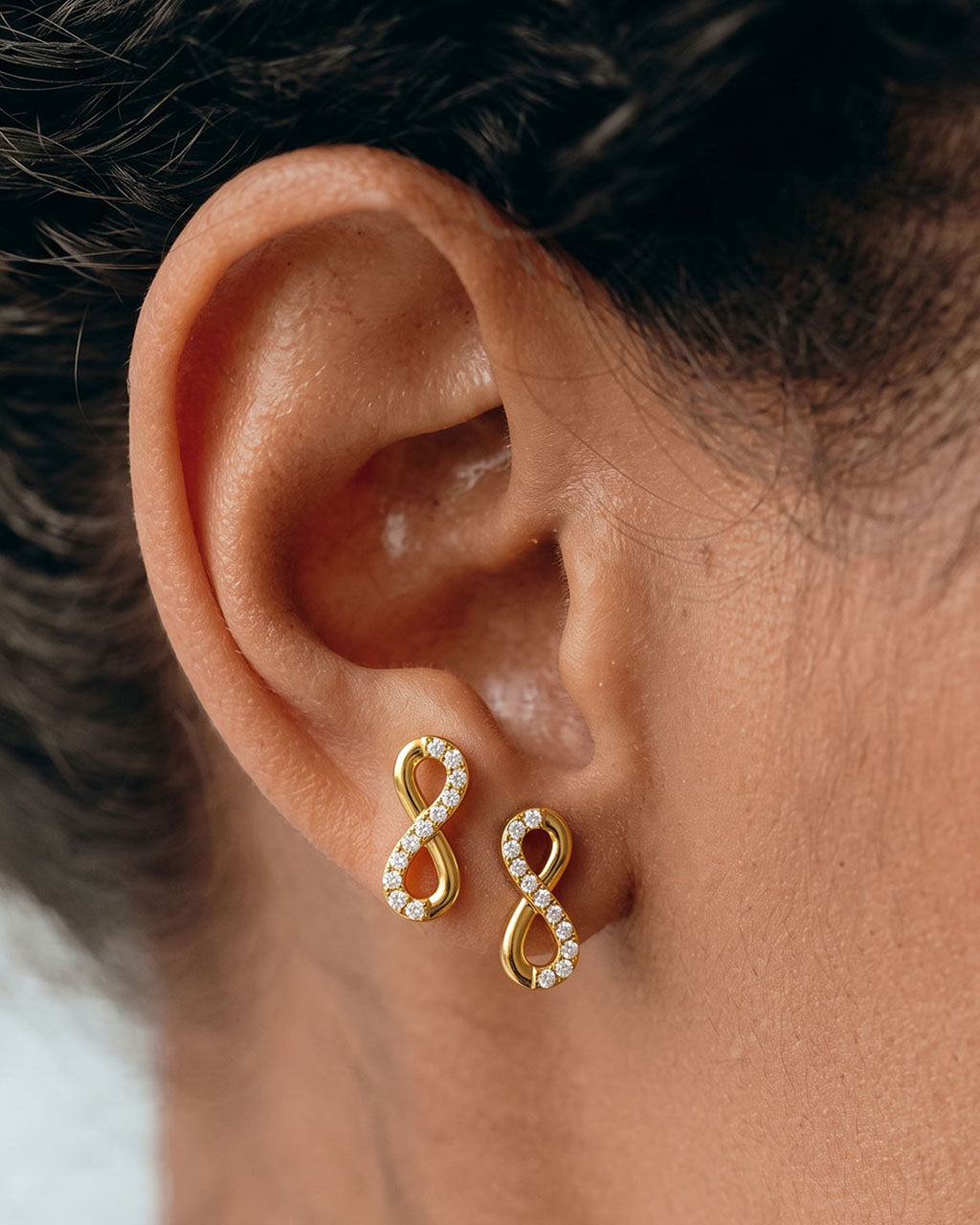 Infinity Simulated Diamond Waterproof Gold Earrings