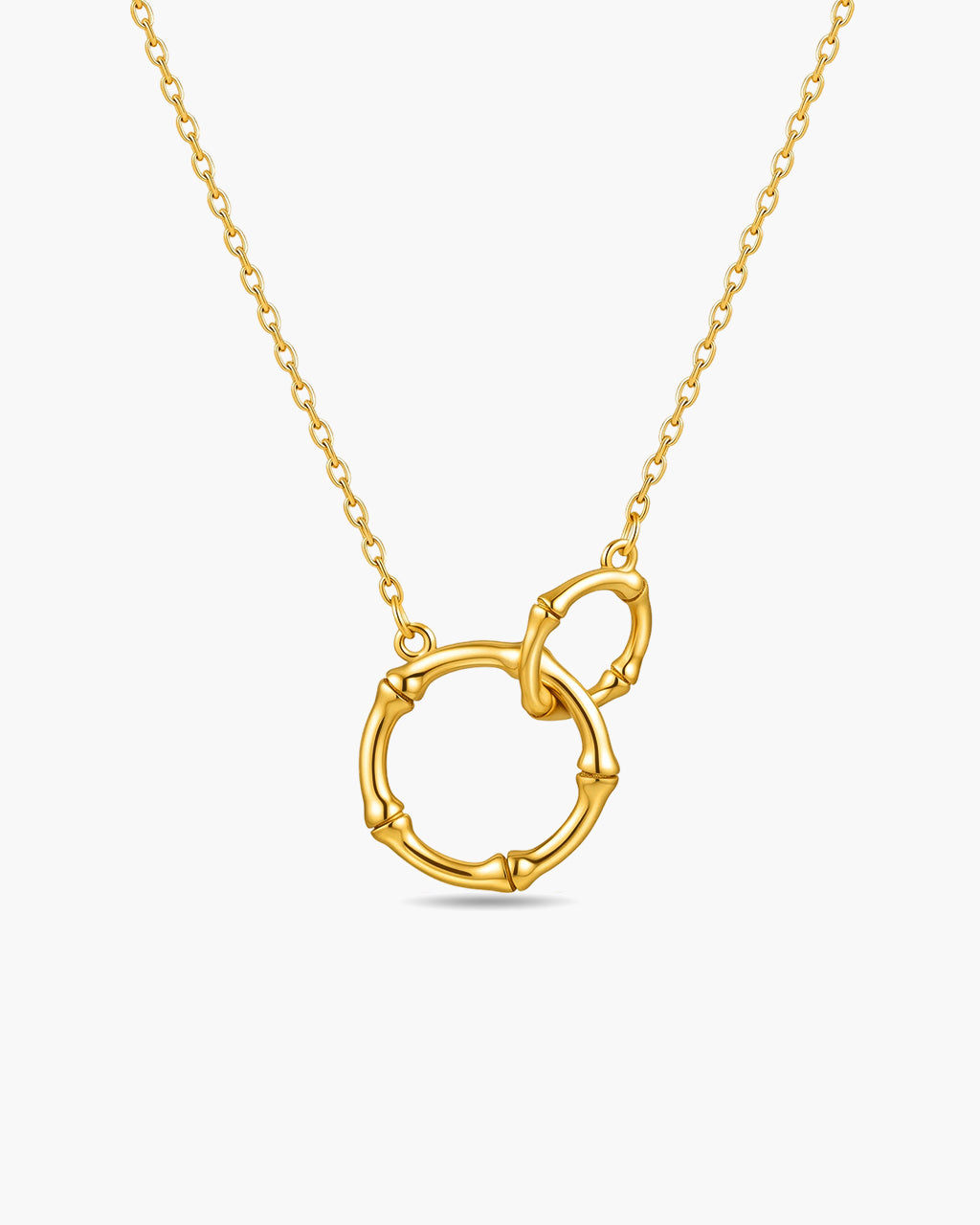 Interlocking Bamboo Circle Waterproof Gold Necklace