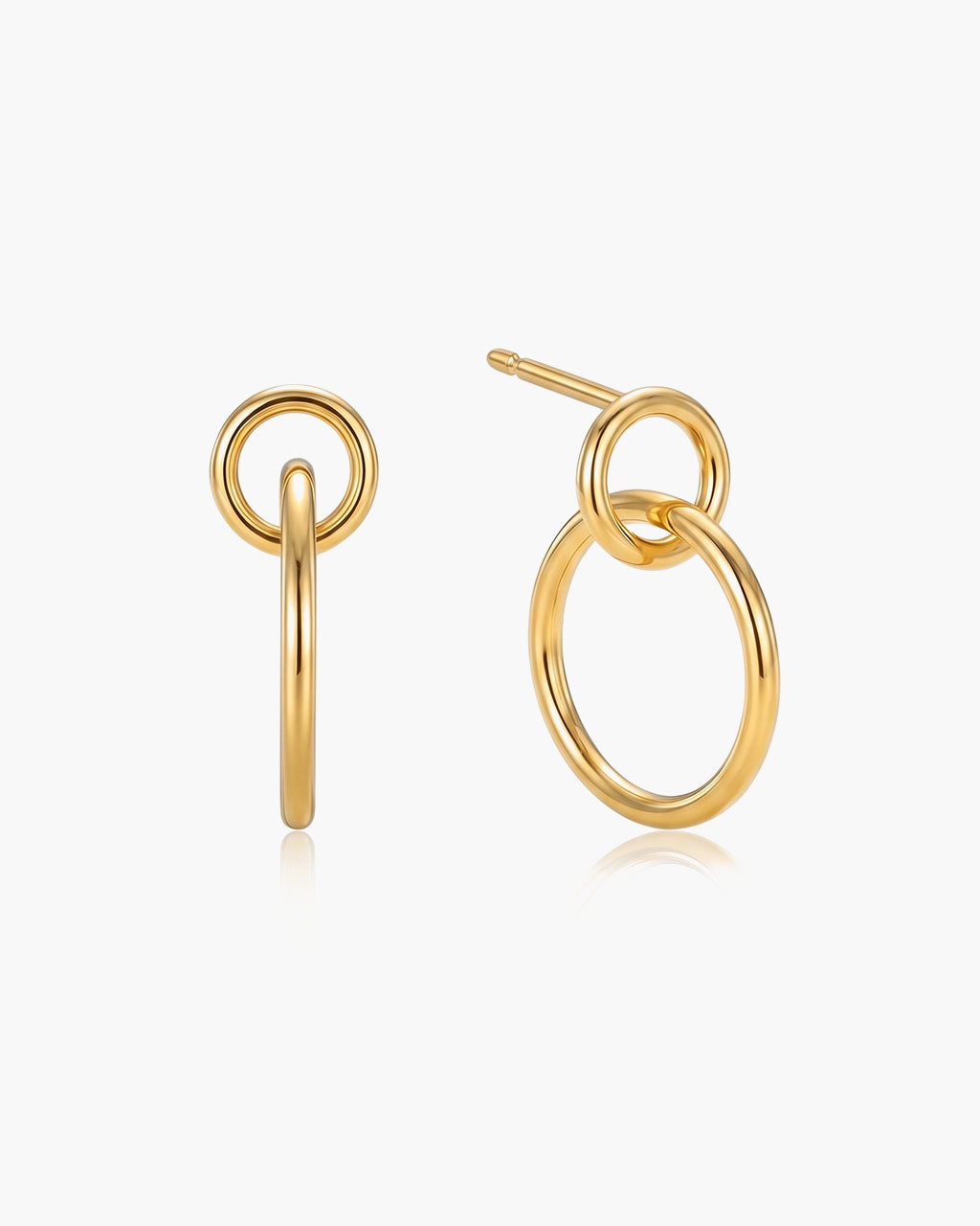 Interlocking Double Circle Waterproof Gold Earrings