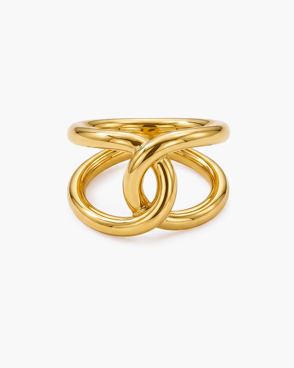 Interlocking Double Row Band Waterproof Gold Ring