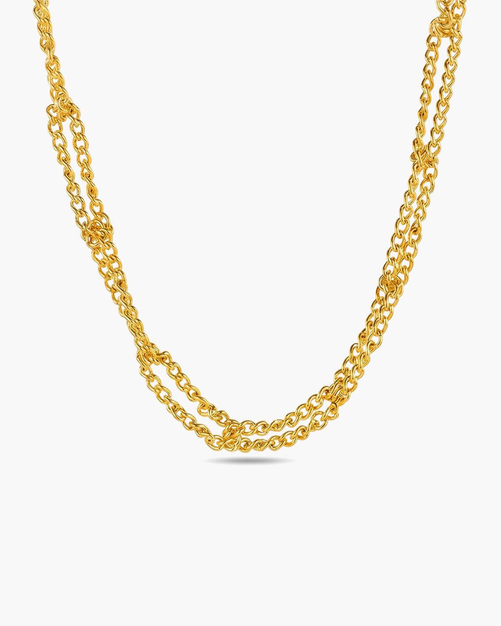 Intertwined Double Chain Waterproof Gold Necklace