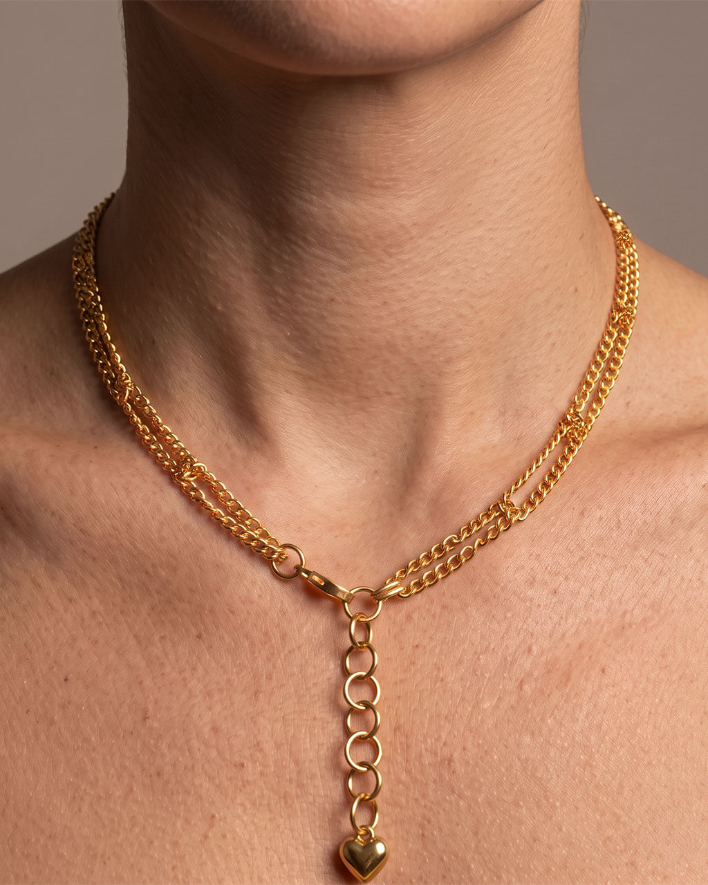 Intertwined Double Chain Waterproof Gold Necklace