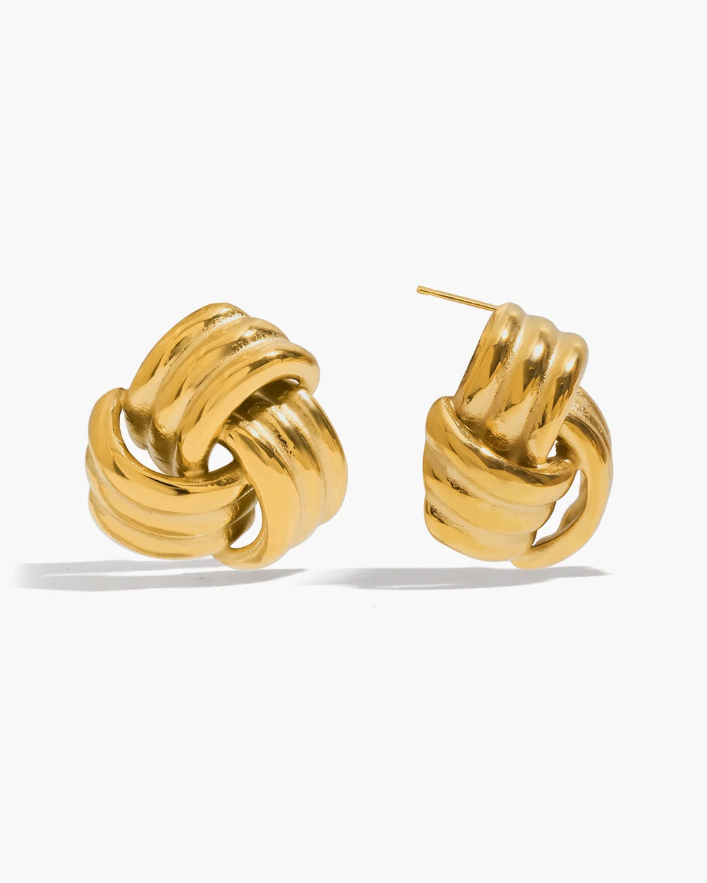 Intertwined Love Knot Stud Waterproof Gold Earrings