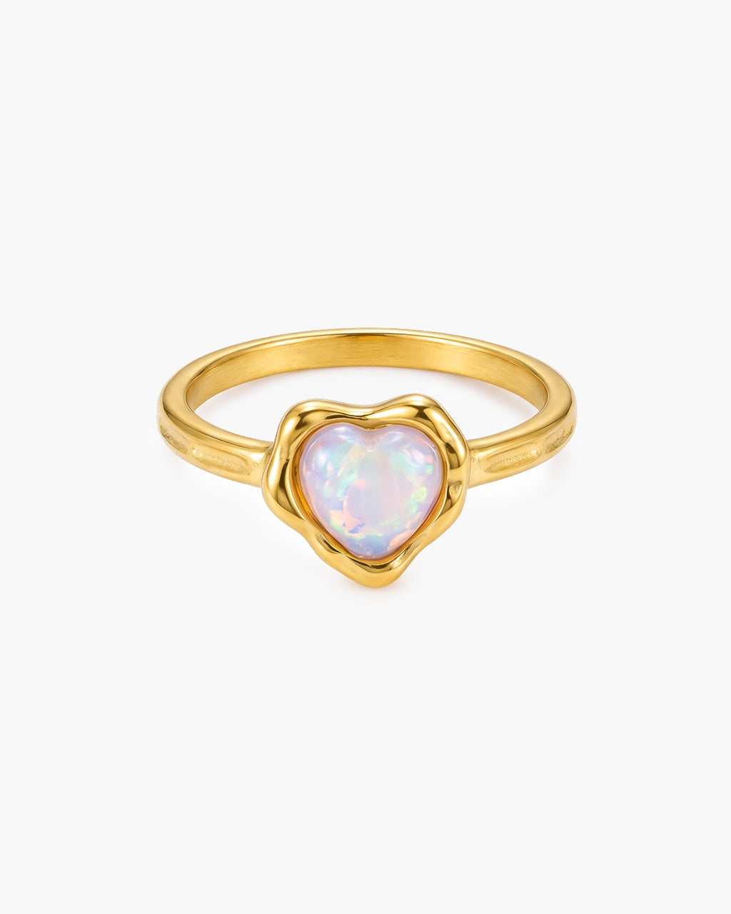 Iridescent Heart Cut Moonstone Waterproof Gold Ring