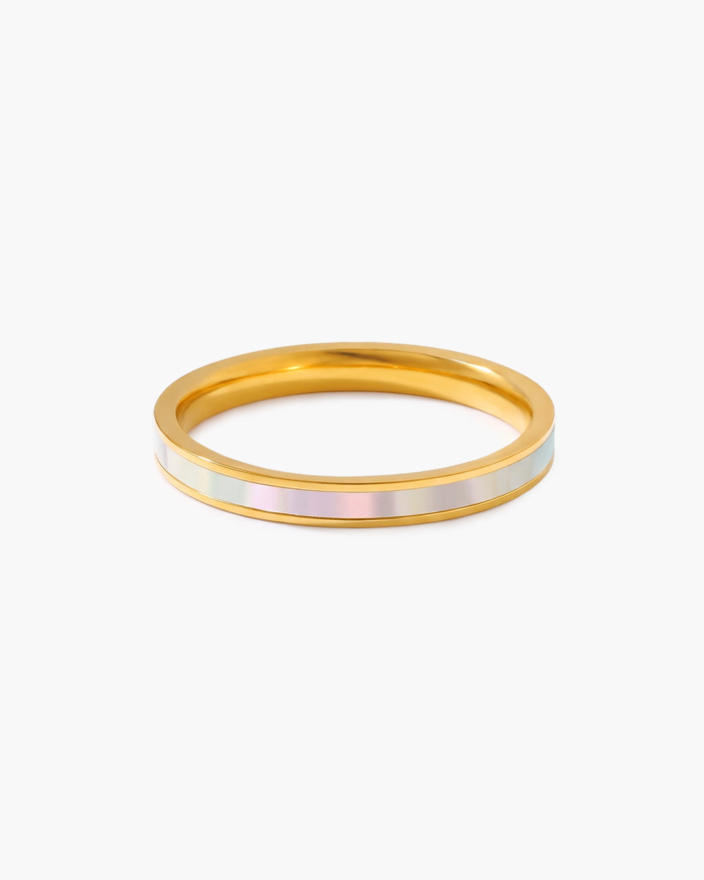 Iridescent Mother of Pearl Inlay Waterproof Gold Ring