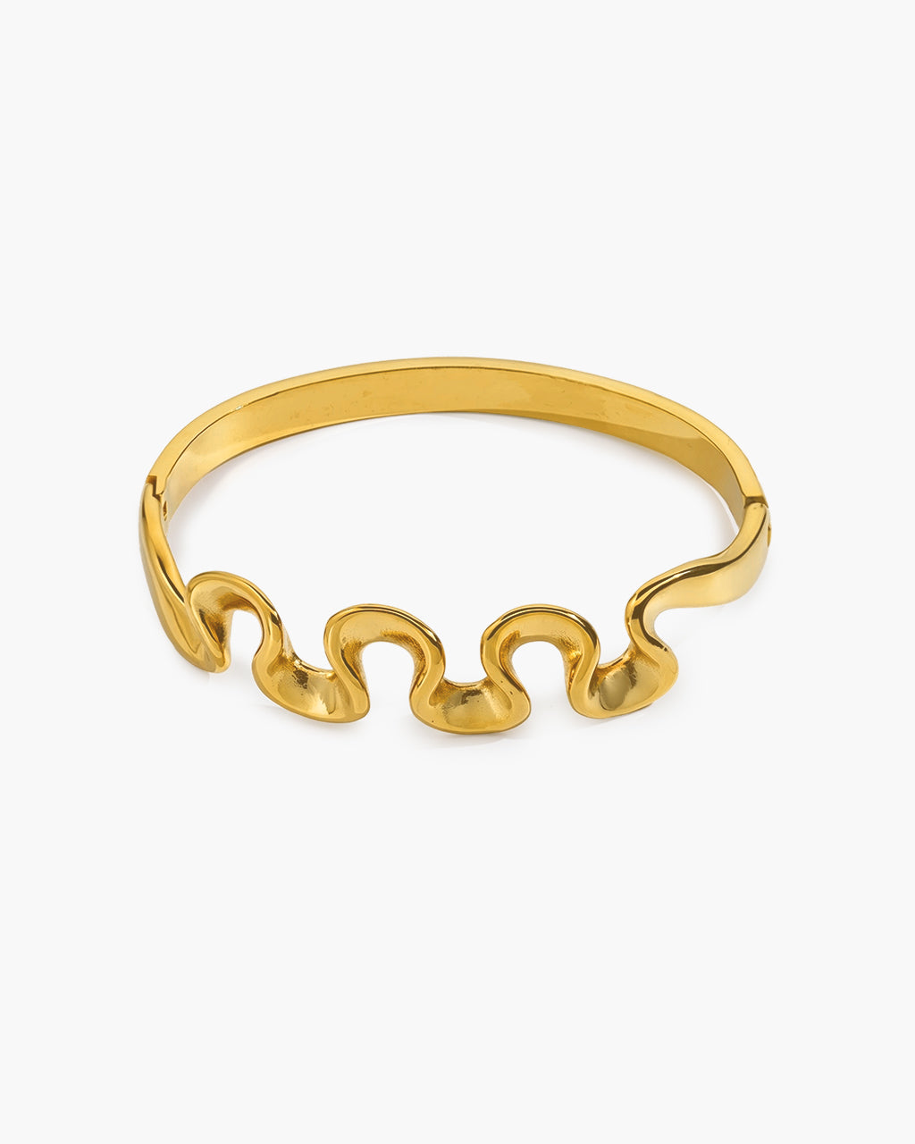 It Girl Organic Wave Hinged Waterproof Gold Bangle