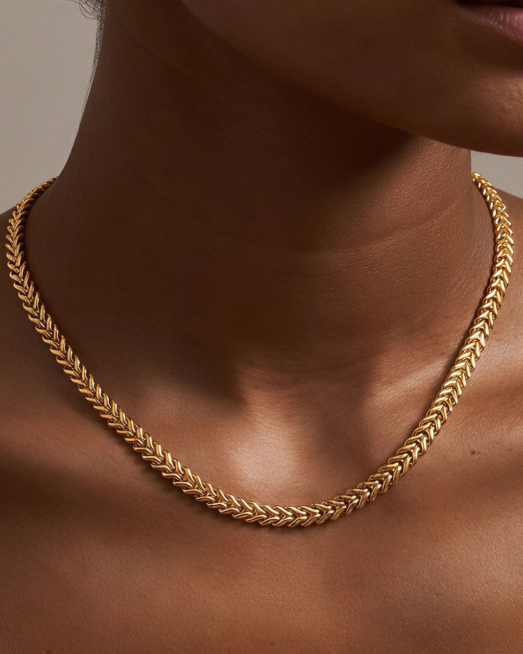 Laurel Leaf Chain Choker Waterproof Gold Necklace