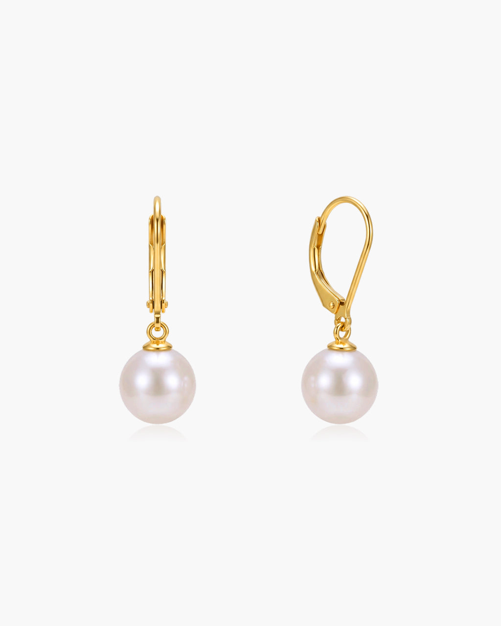 Lavender Pearl Drop Leverback Waterproof Gold Earrings