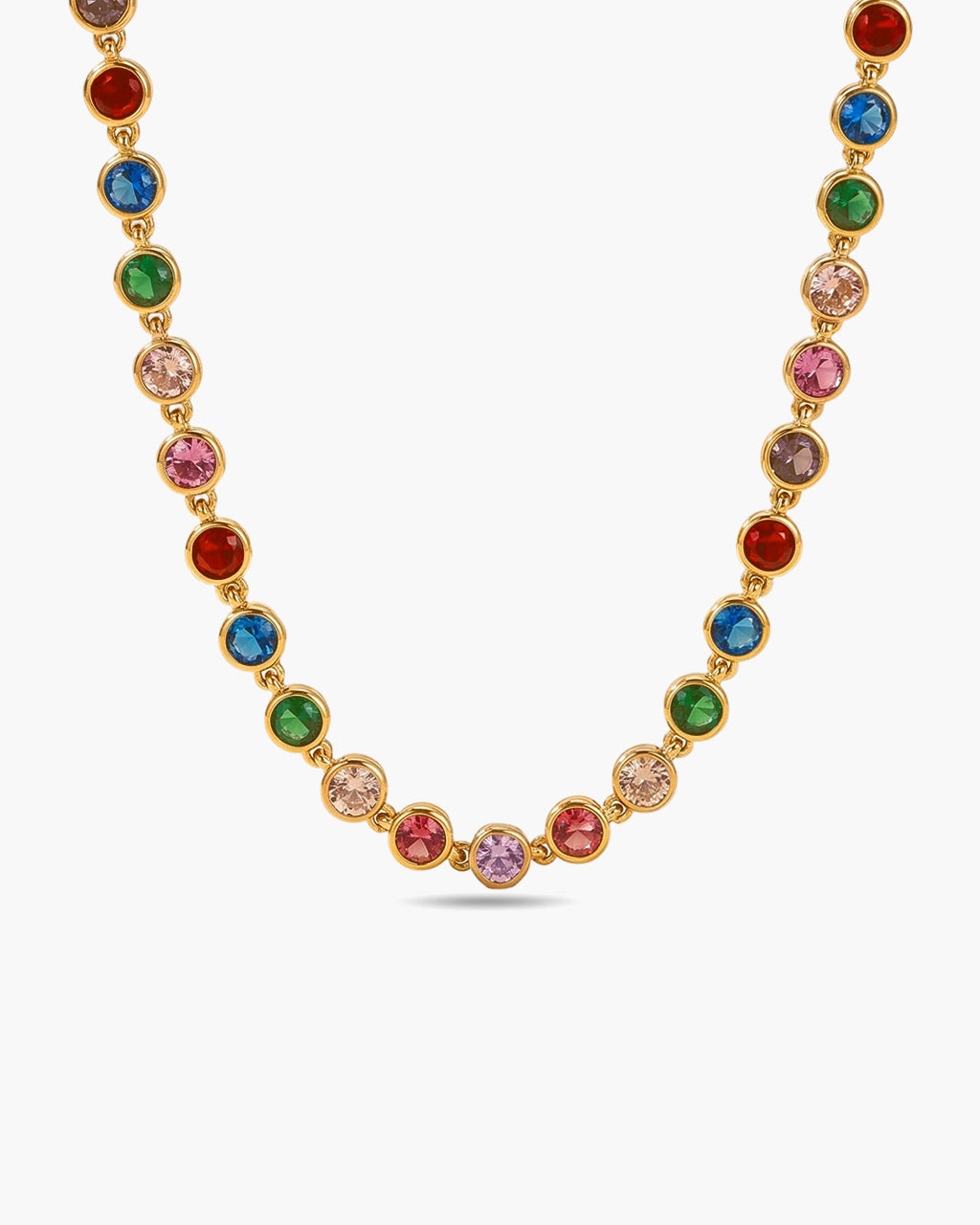 Lavish Bezel Set Tennis Choker Waterproof Gold Necklace